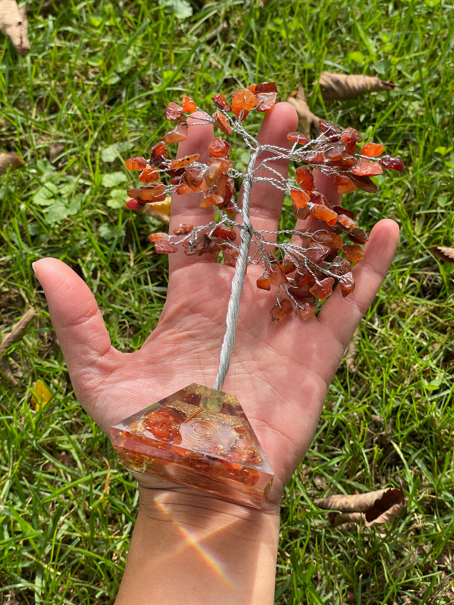 Crystal Trees with Orgone Pyramid Base 7 Inches(100 chips)