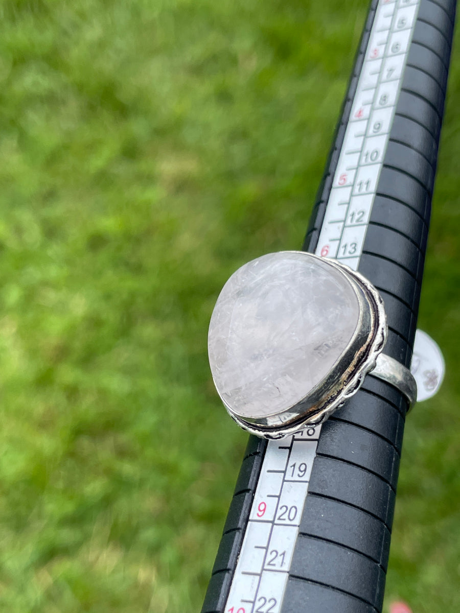 Rose quartz 925 silver ring size 7