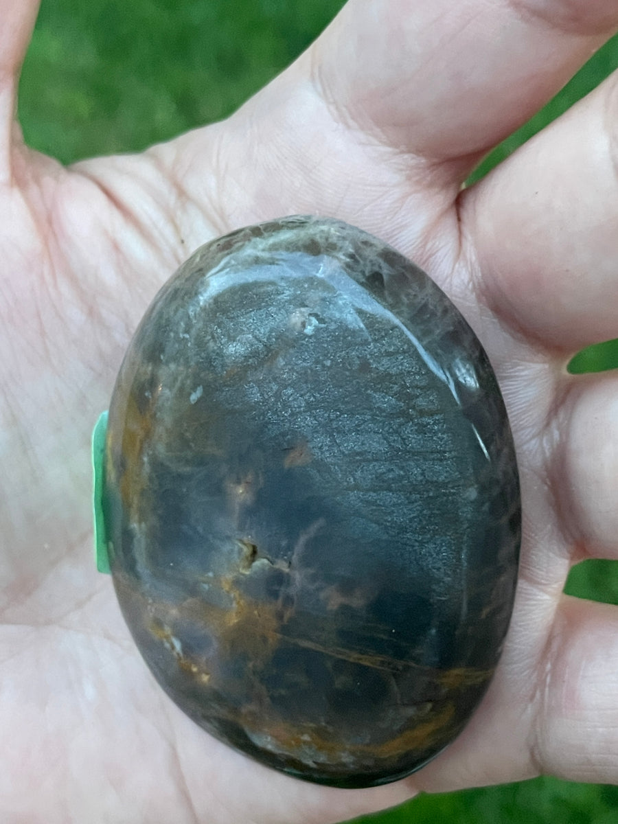 Black moonstone palm stone