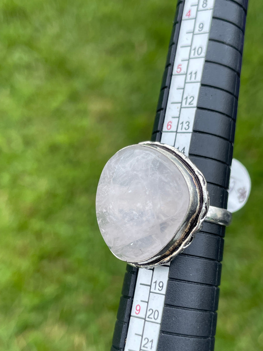 Rose quartz 925 silver ring size 7