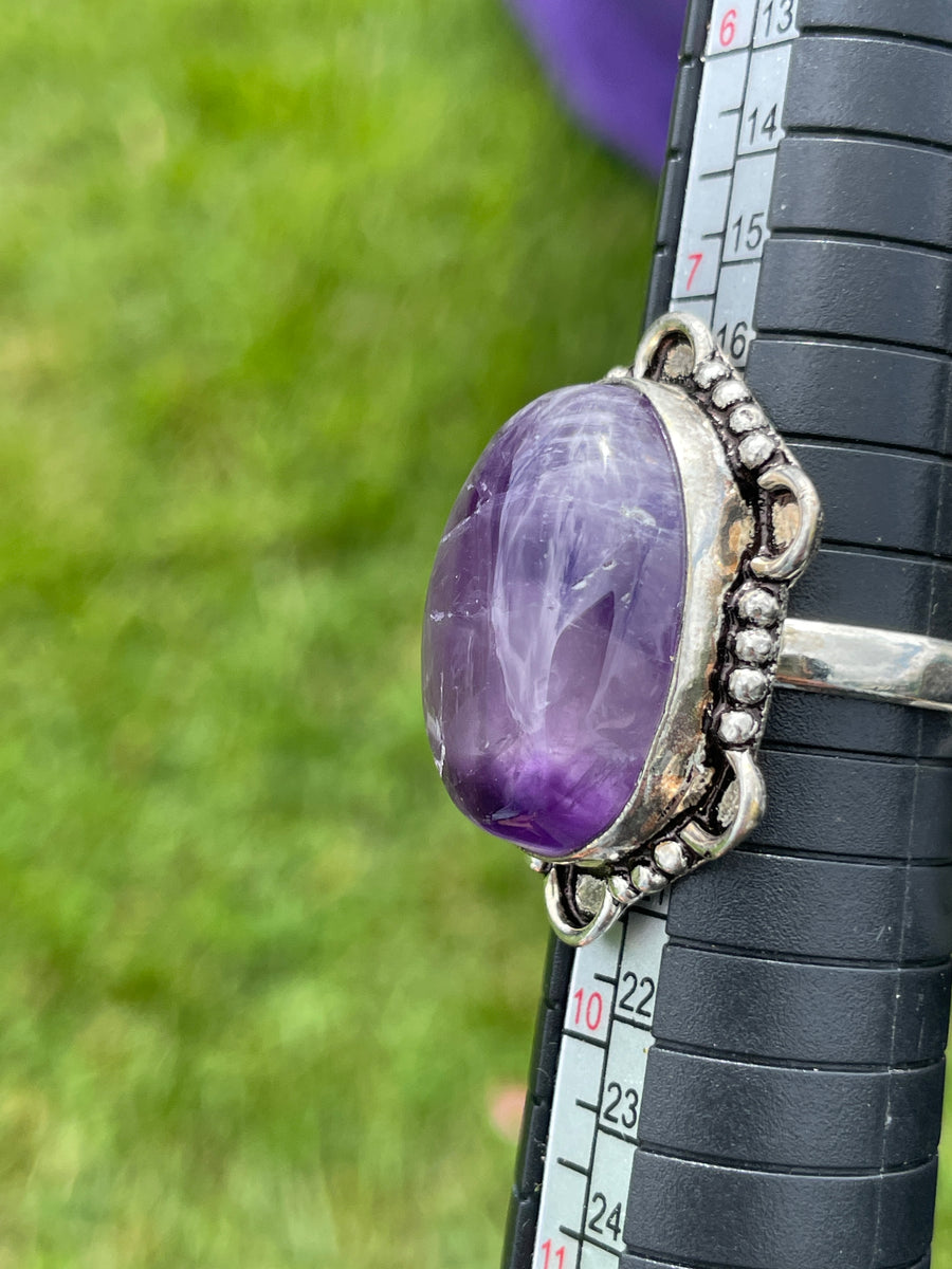 Purple fluorite ring size 8