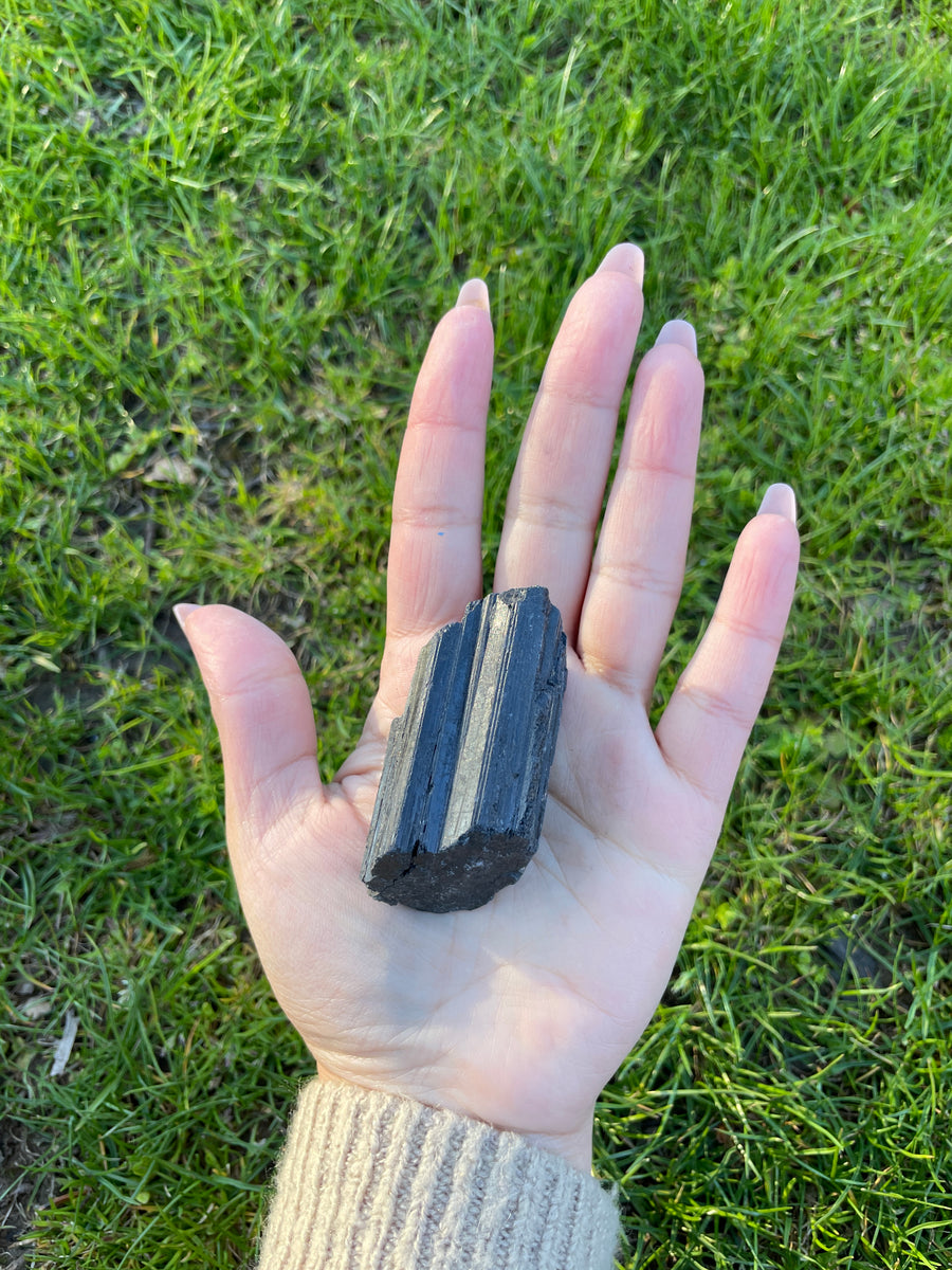 Black tourmaline raw chunk