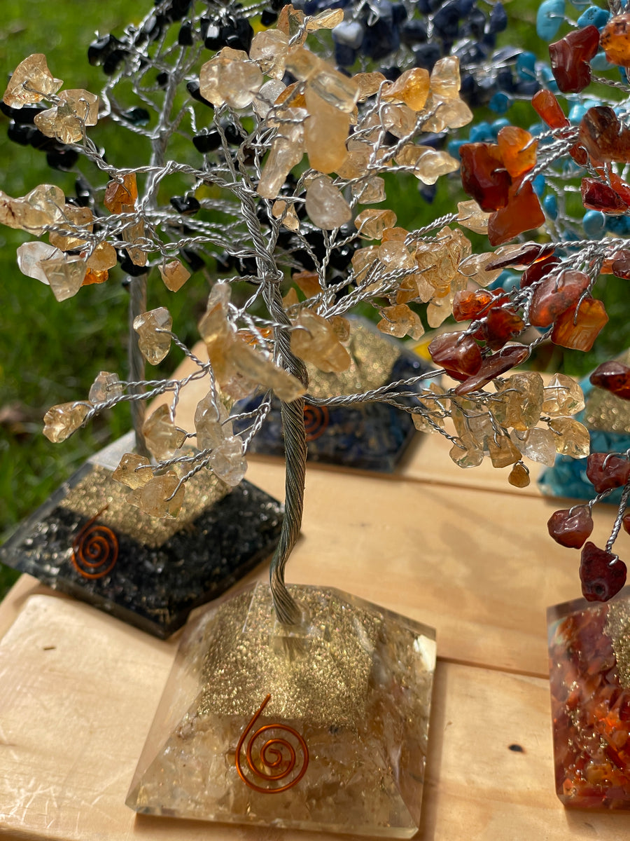 Crystal Trees with Orgone Pyramid Base 7 Inches(100 chips)