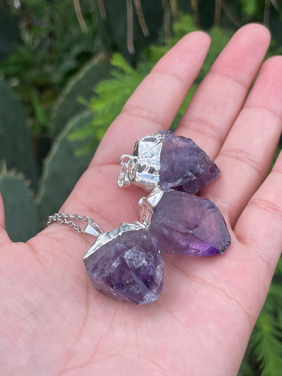 Rough Amethyst necklace hypoallergenic