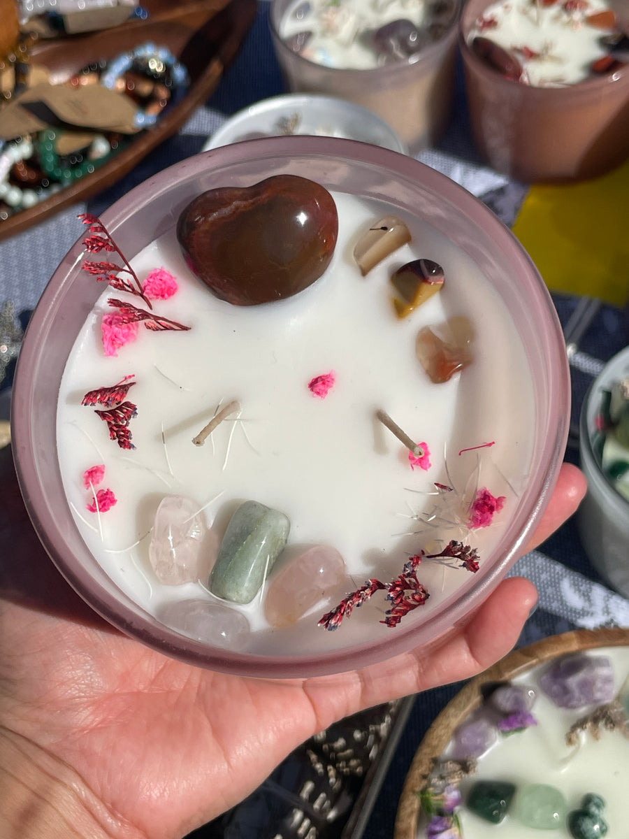 Ginger scented self love crystal candle