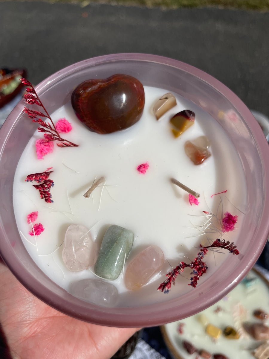 Ginger scented self love crystal candle