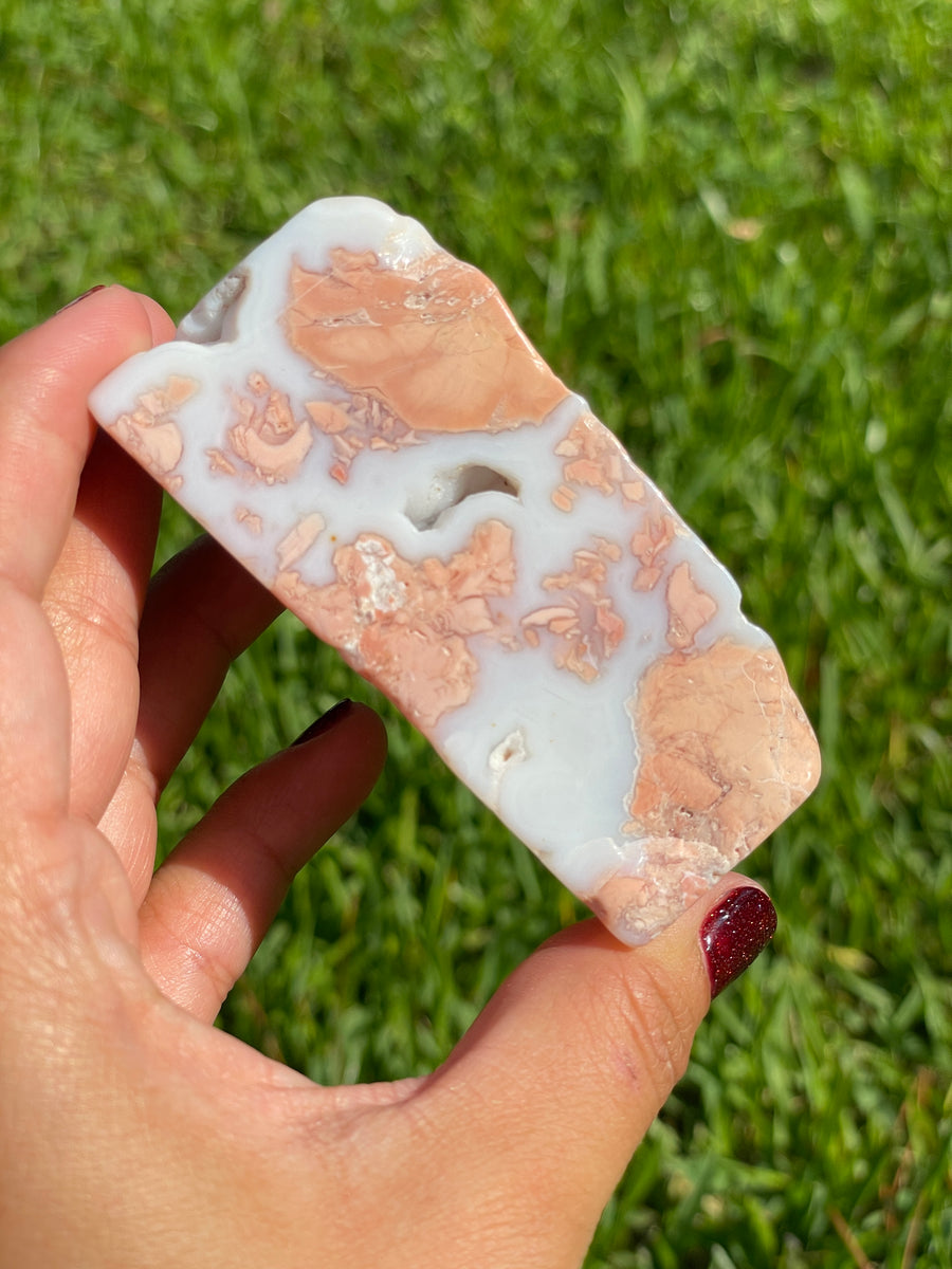 Pink Flower Agate free form