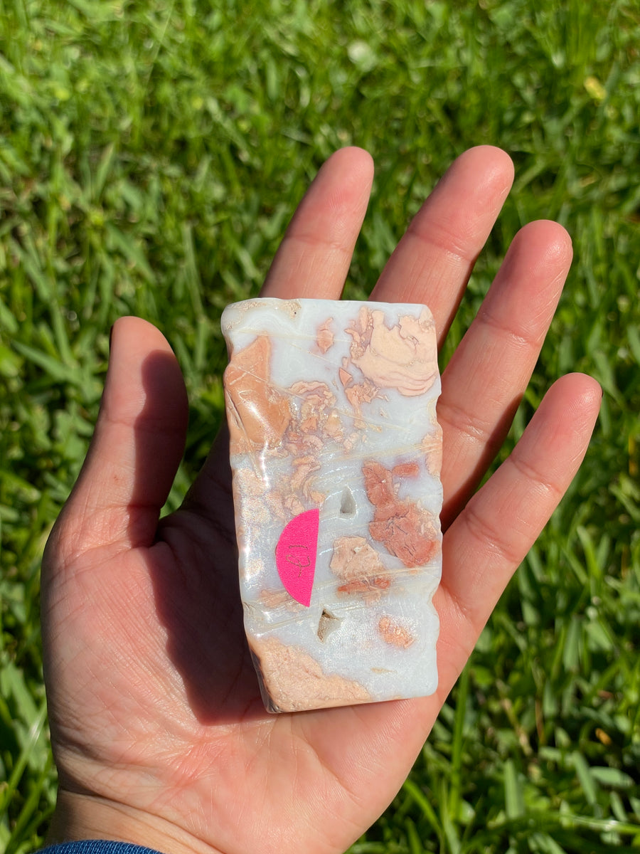 Pink Flower Agate free form