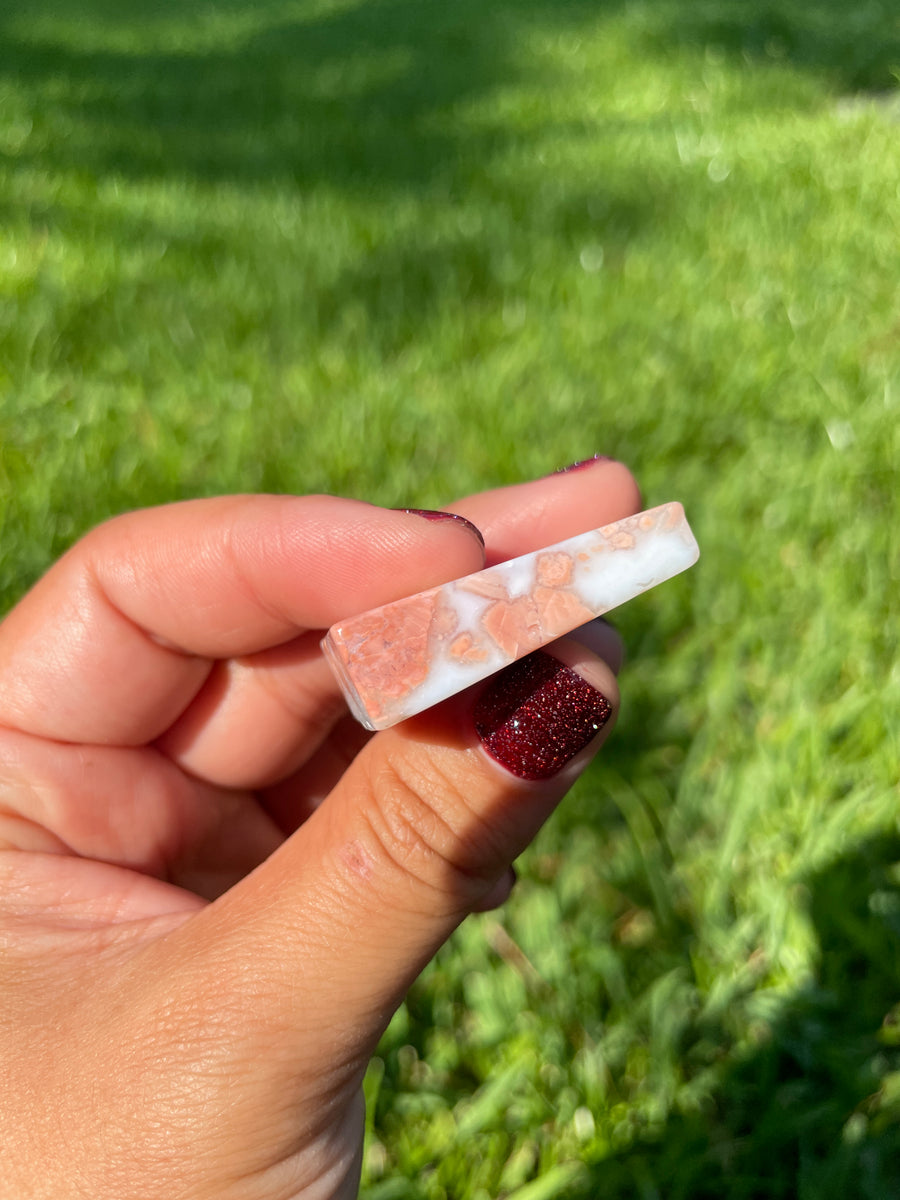 Pink petal Flower Agate free form with druzy