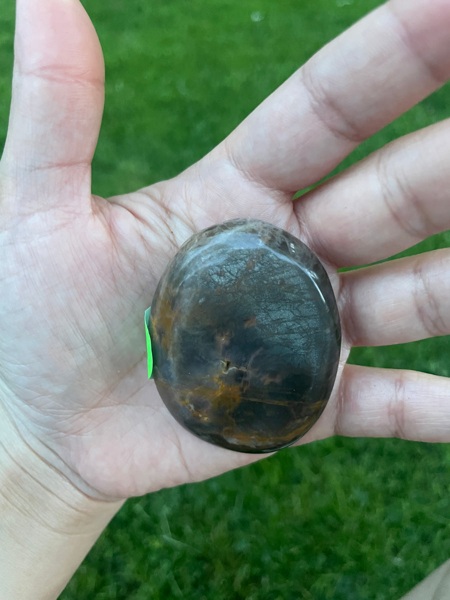 Black moonstone palm stone