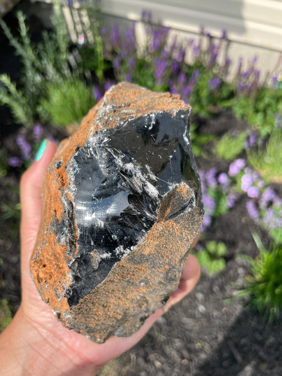 Raw black midnight lace obsidian