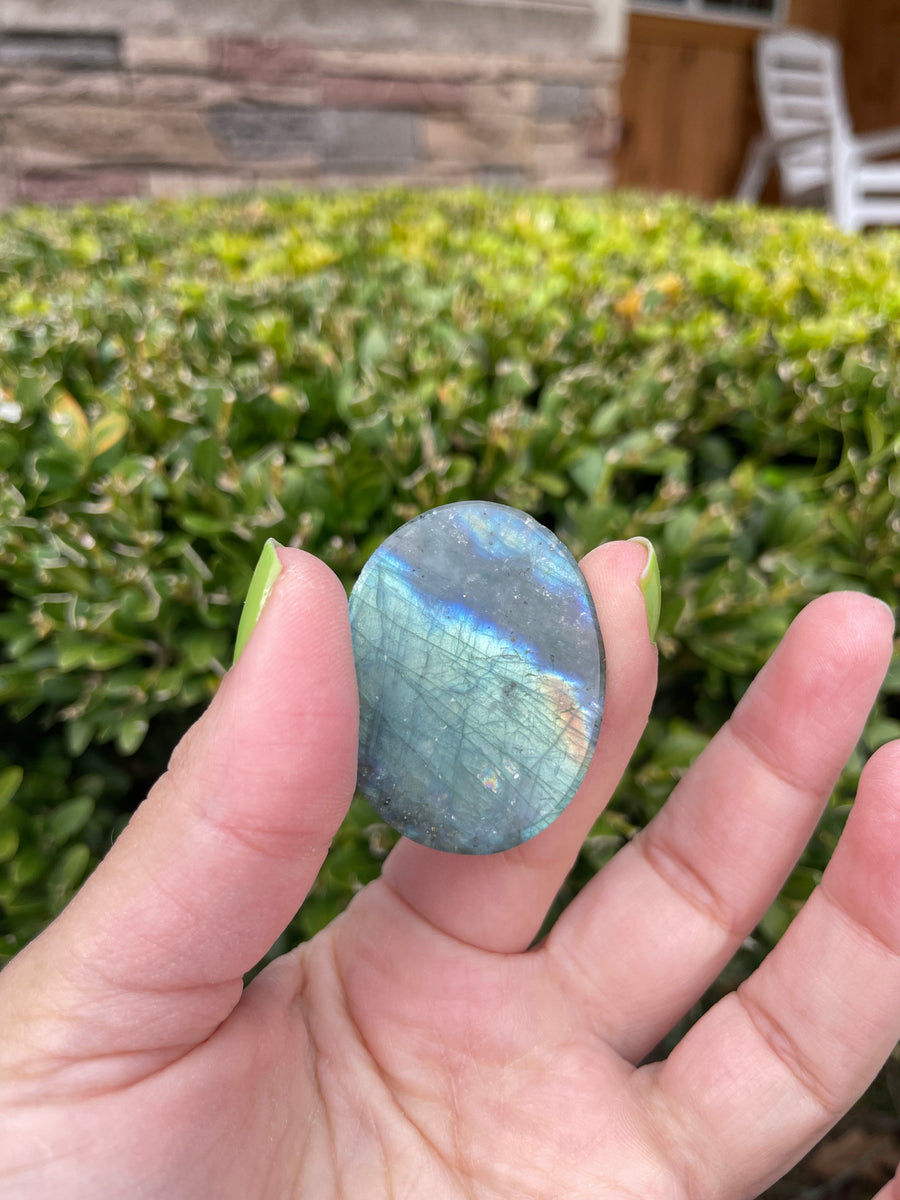 Labradorite cabochon worry stone