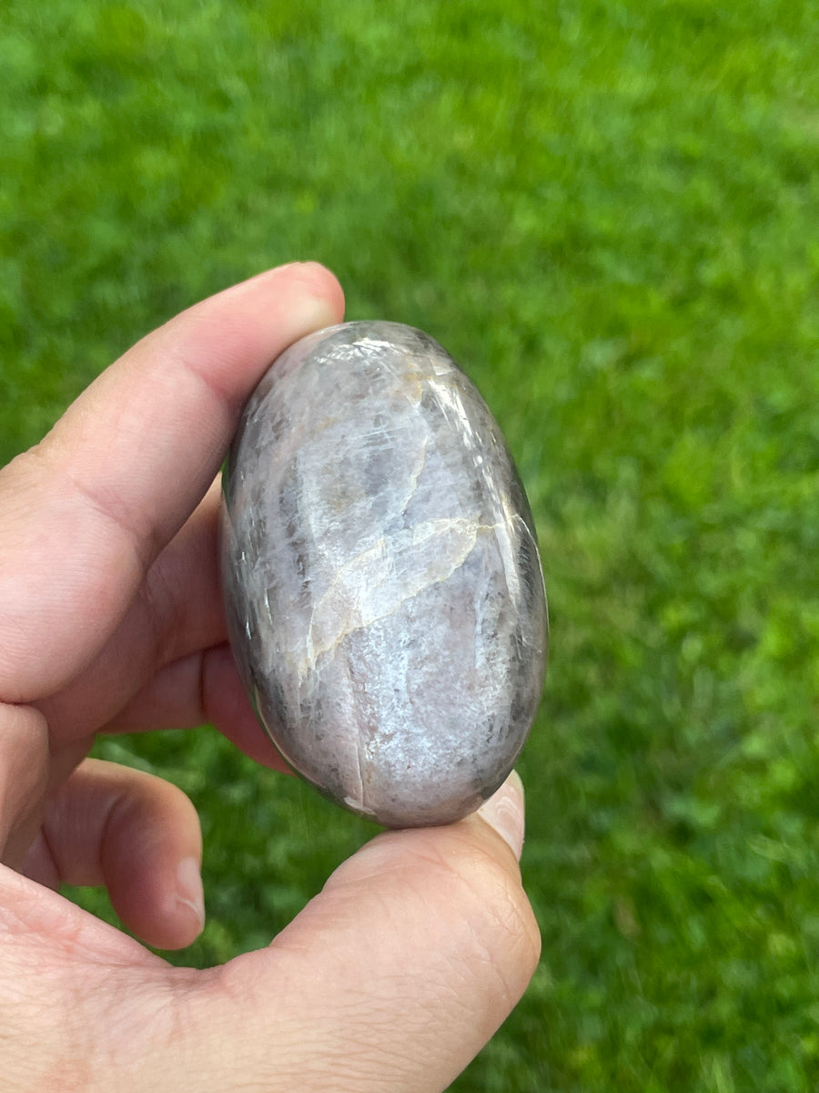 Black moonstone flashy palm stone