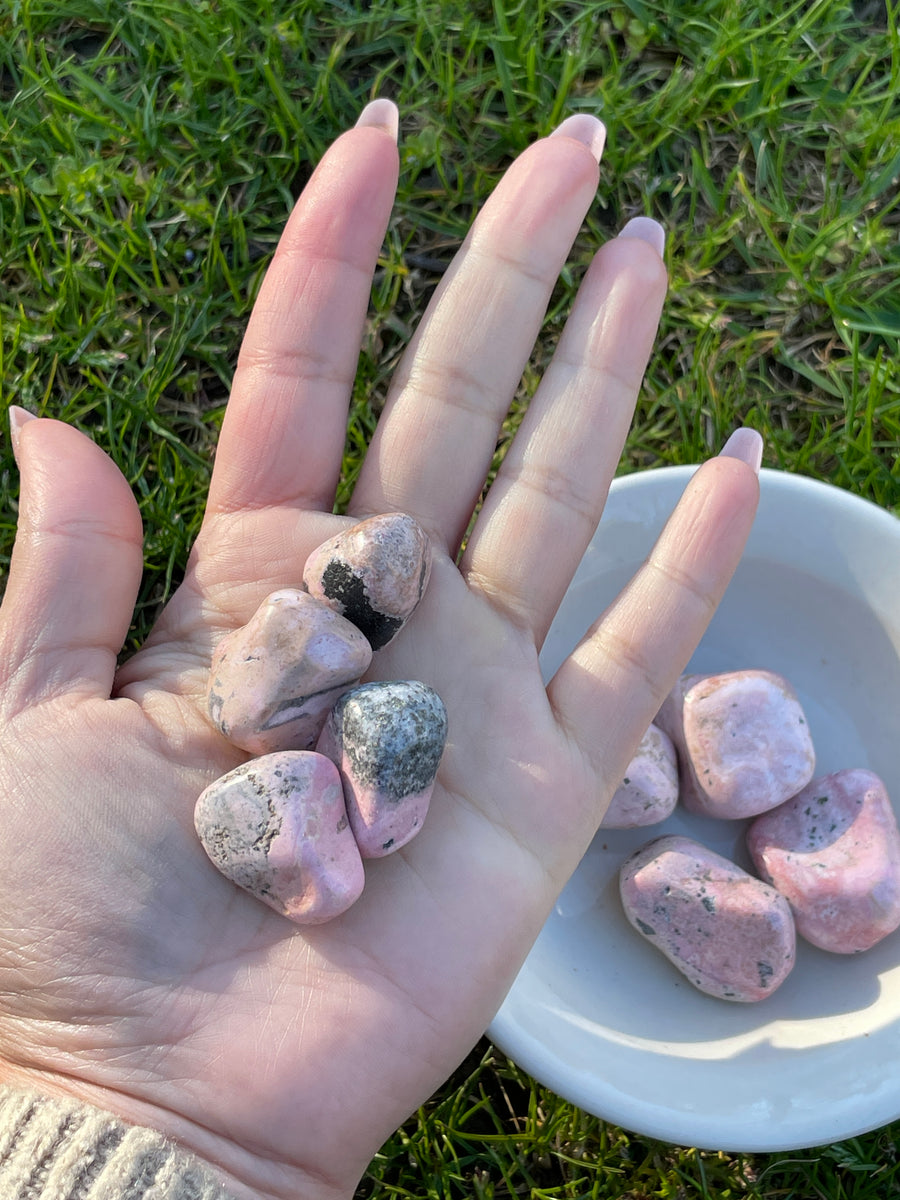 Rhodonite tumbles