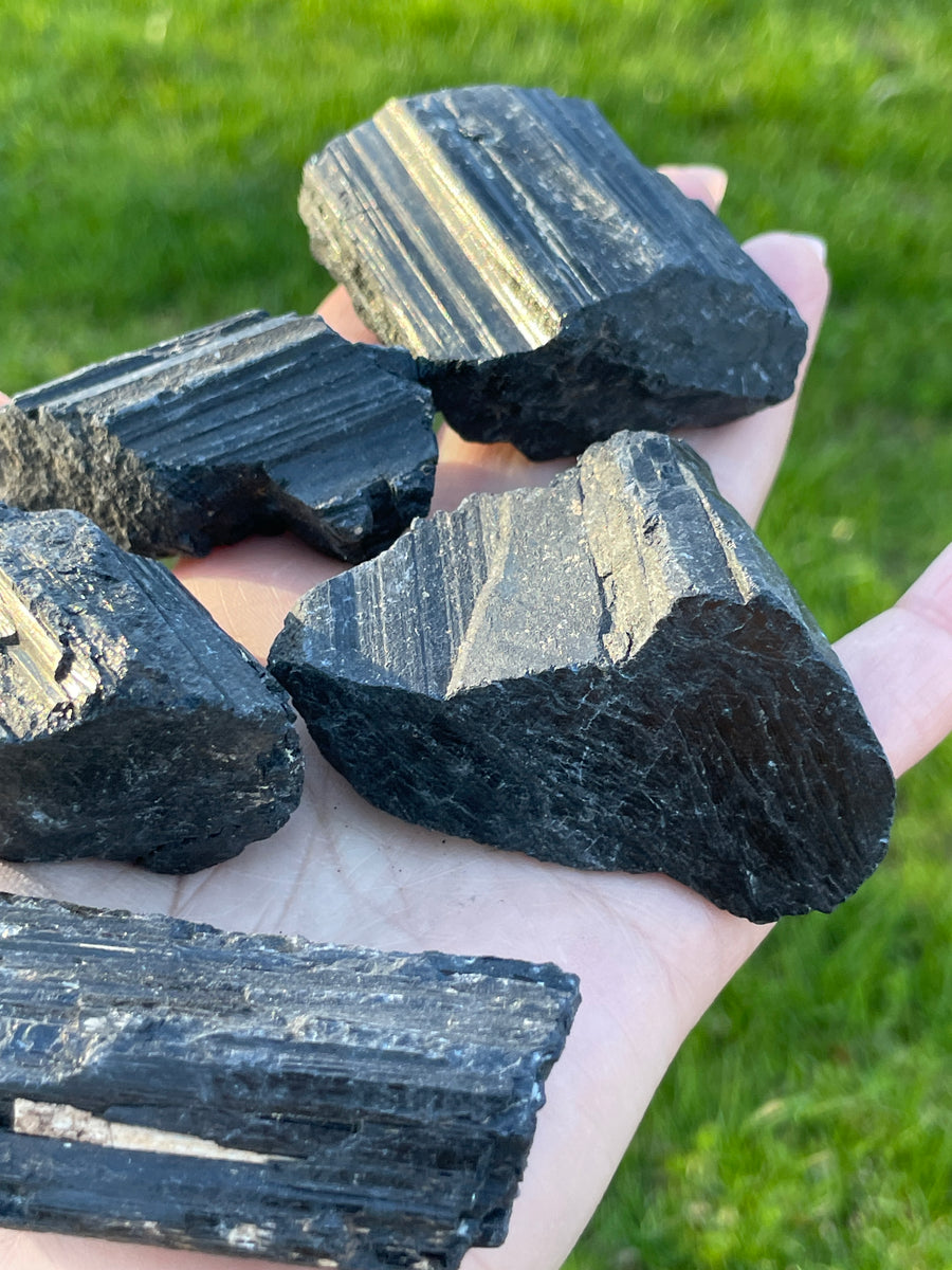 Black tourmaline raw chunk