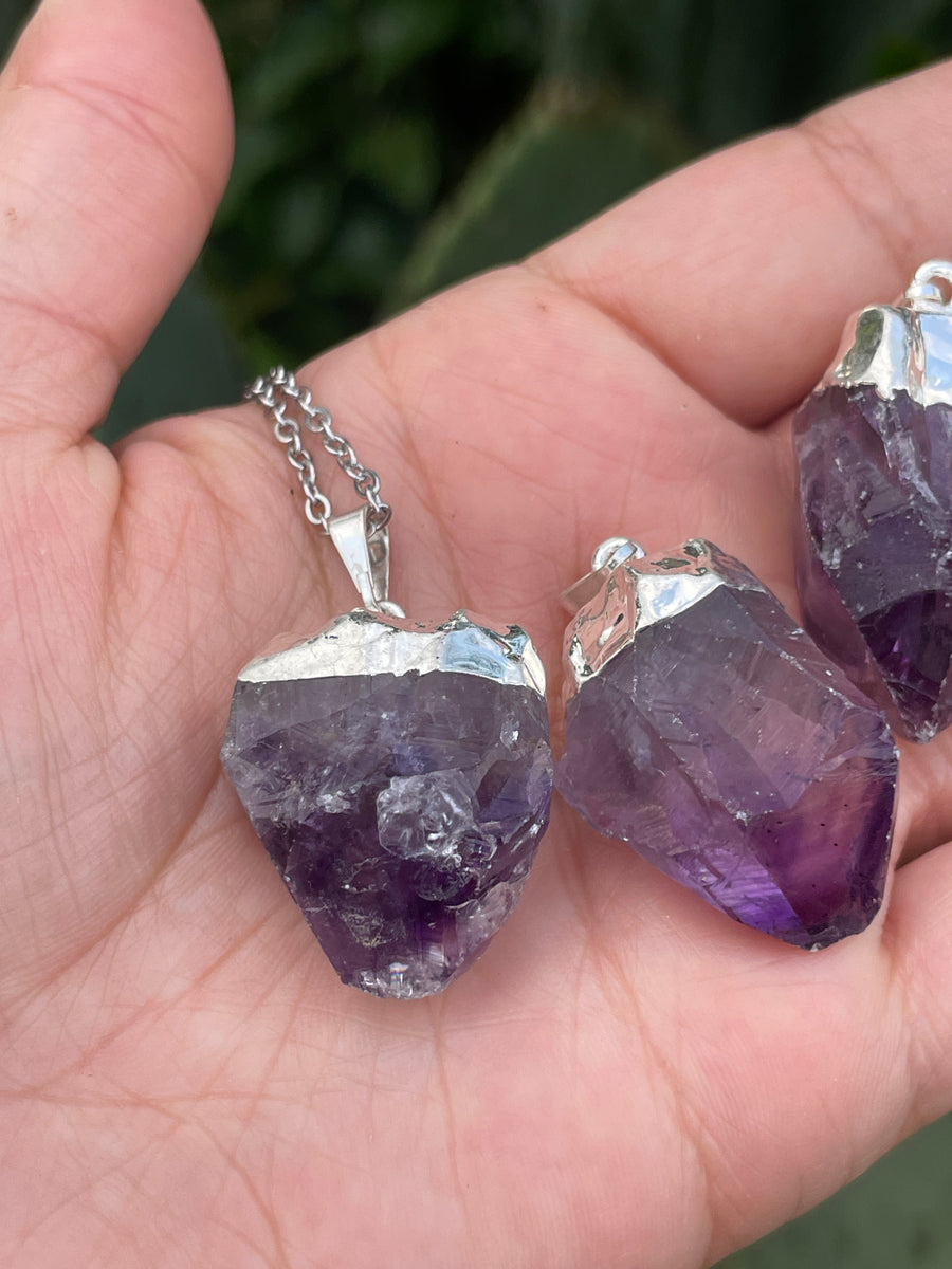 Rough Amethyst necklace hypoallergenic