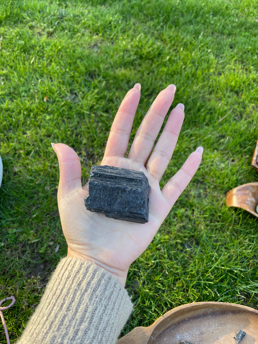 Black tourmaline raw chunk