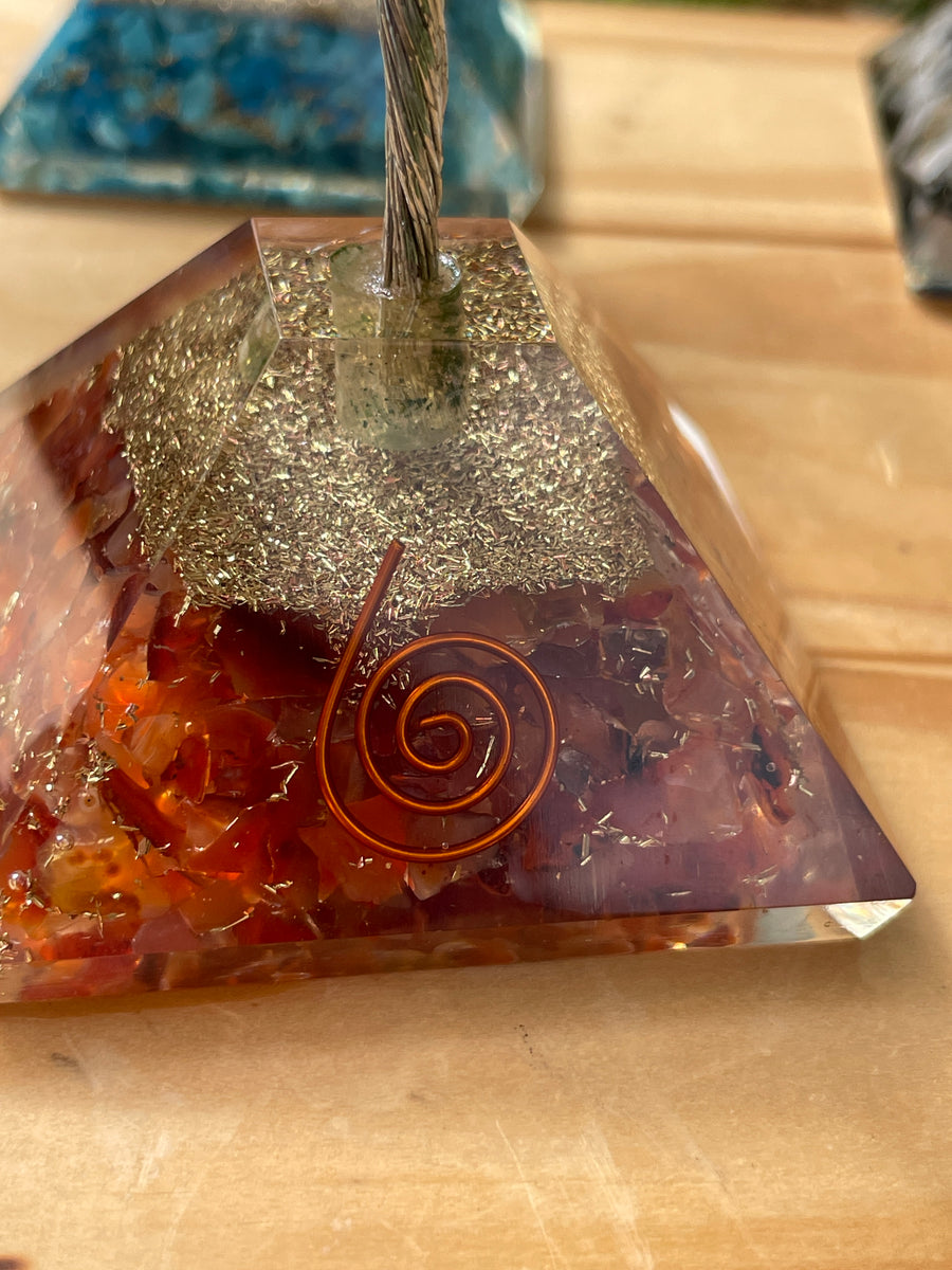 Crystal Trees with Orgone Pyramid Base 7 Inches(100 chips)