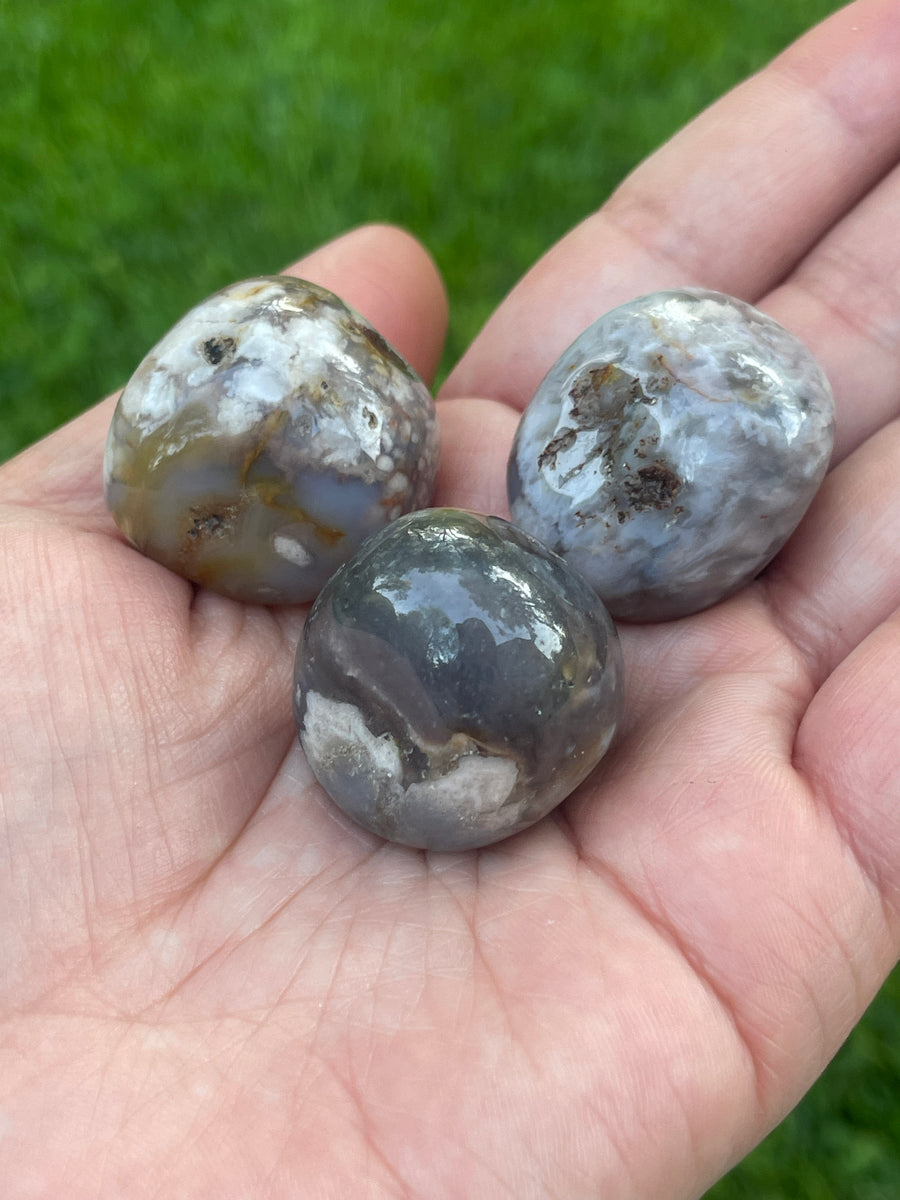 Black Flower Agate tumble