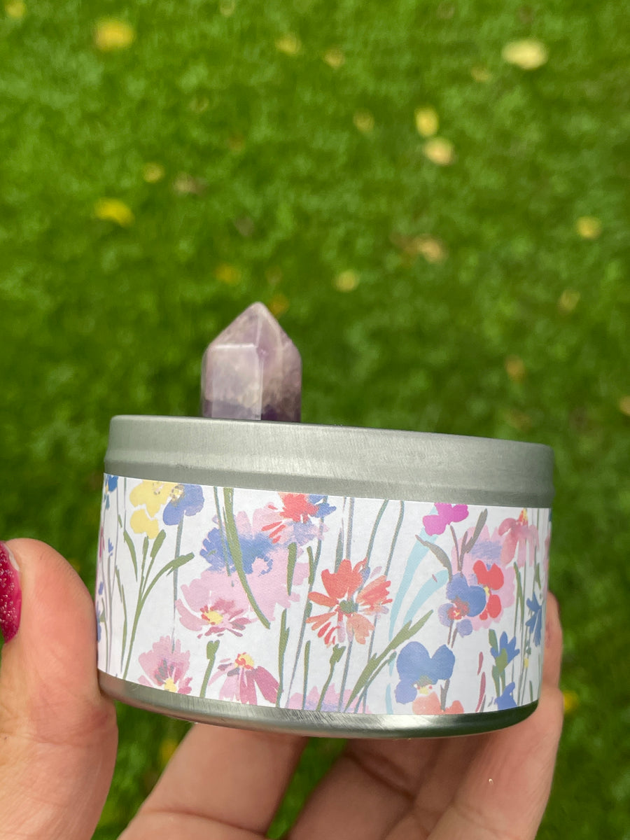 Peony crystal candle