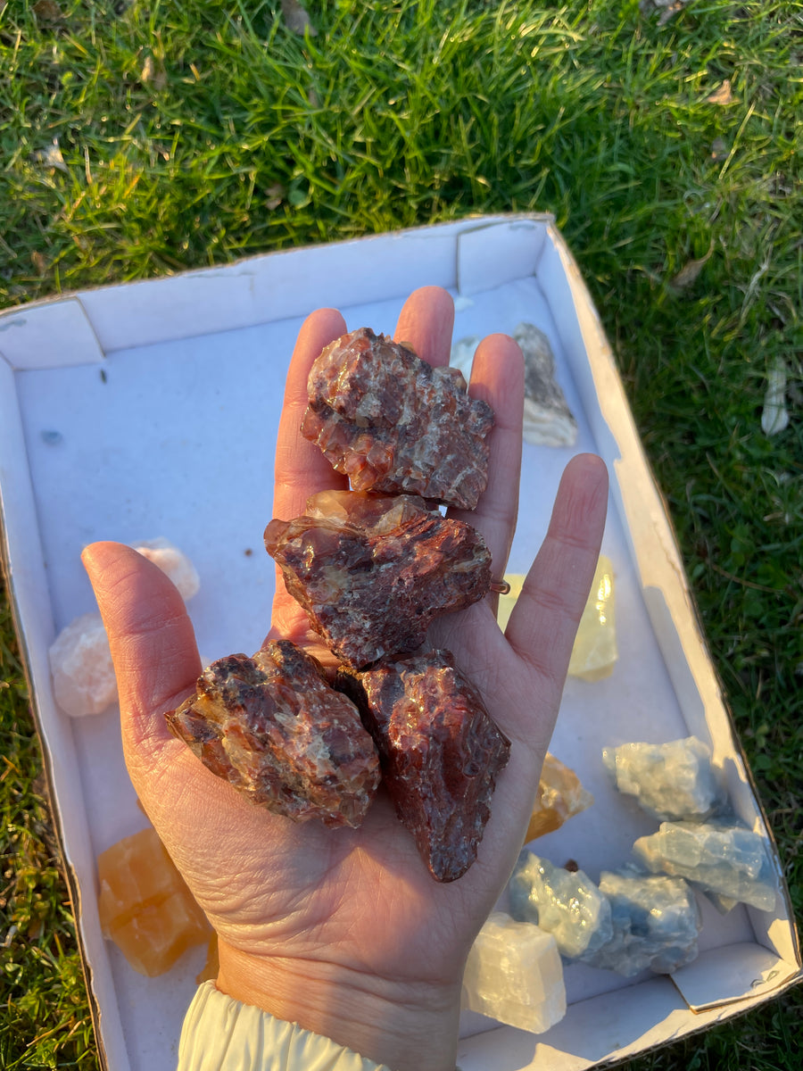 Red Calcite raw