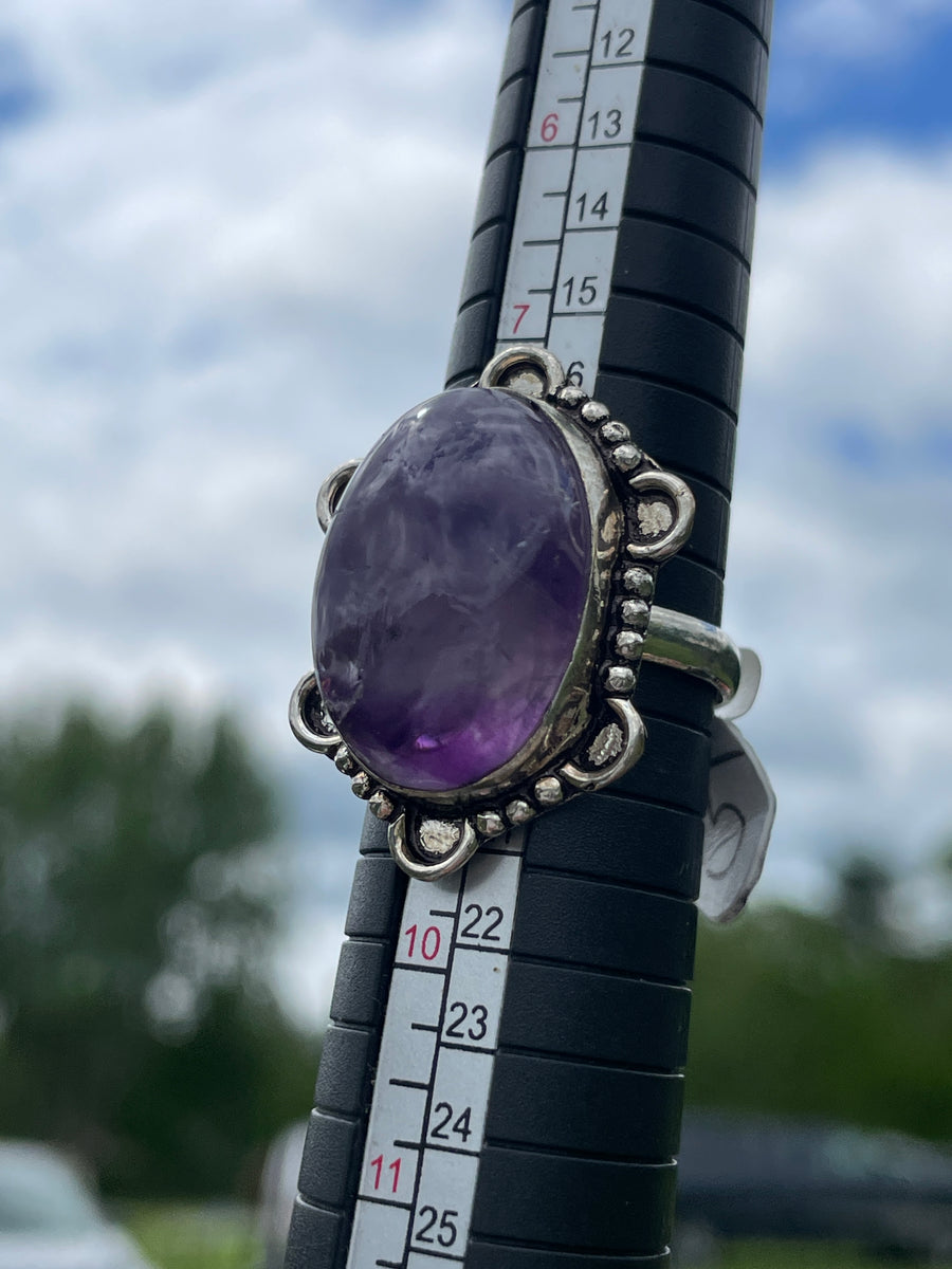 Purple fluorite ring size 8