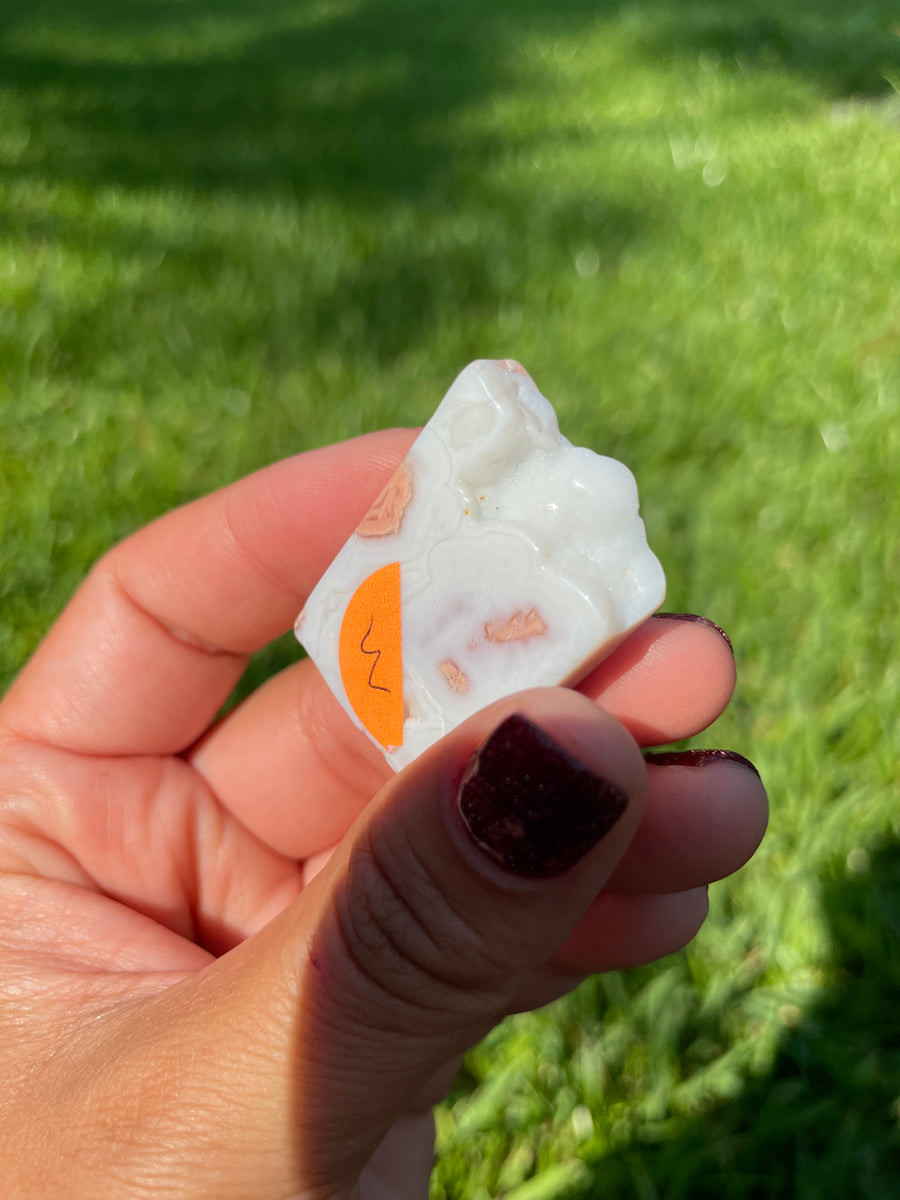 Pink petal Flower Agate free form with druzy