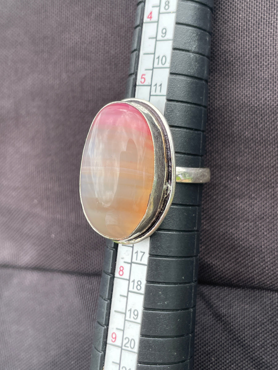 Pink Agate ring size 6