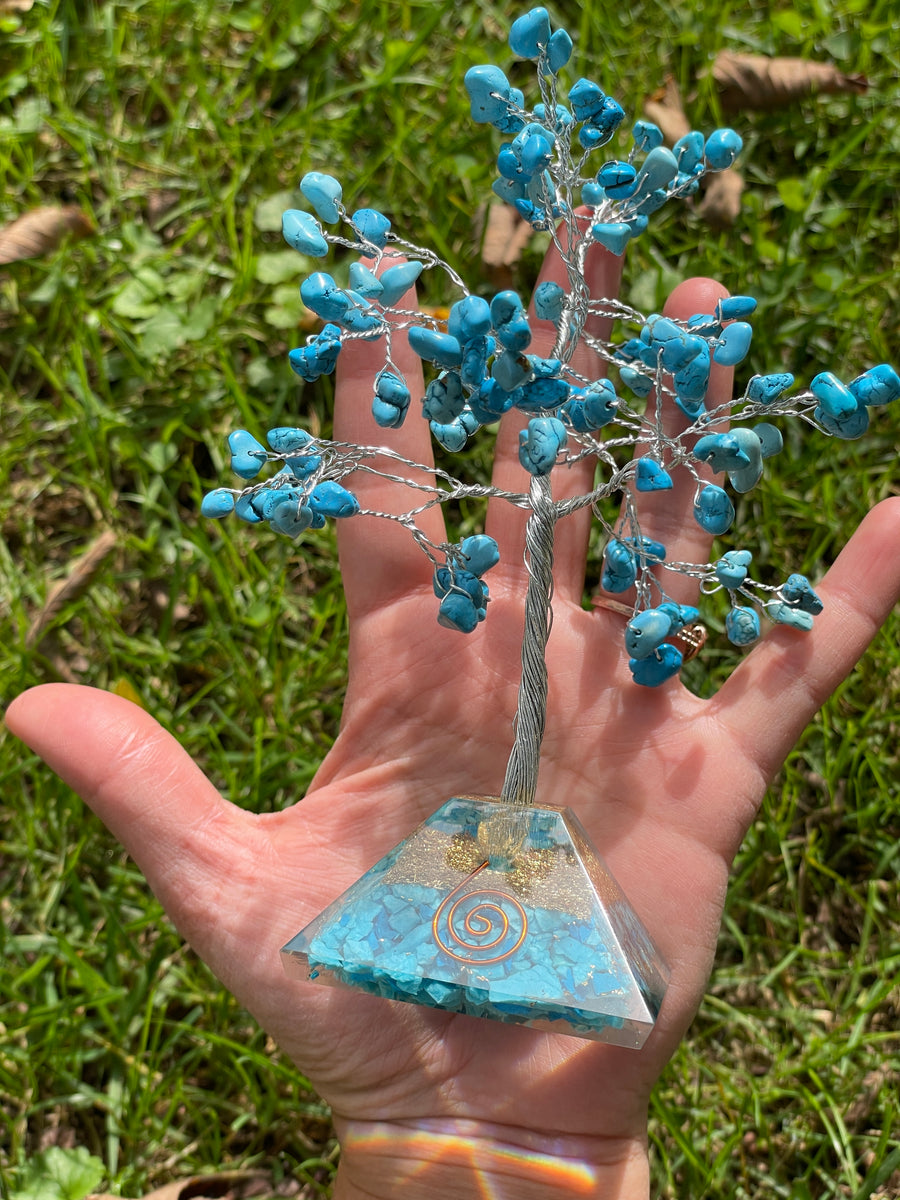 Crystal Trees with Orgone Pyramid Base 7 Inches(100 chips)