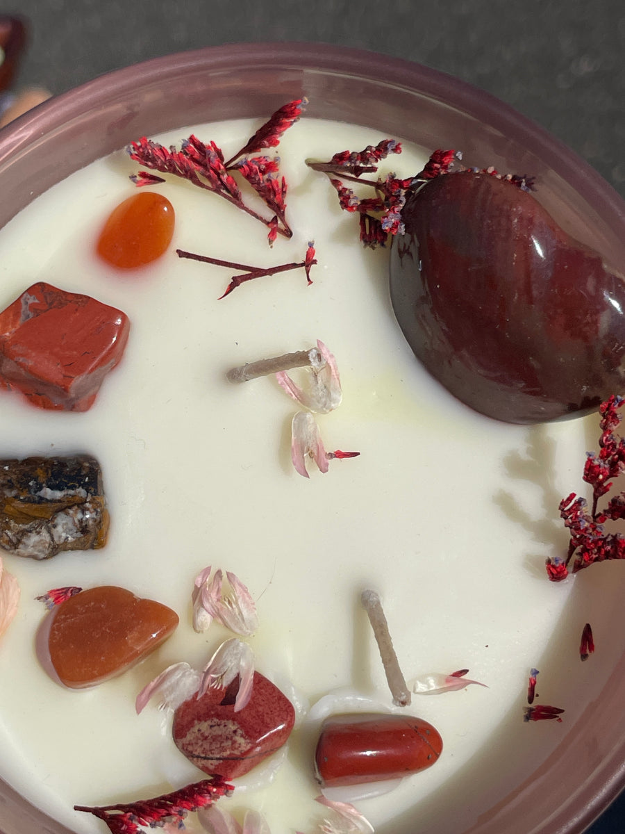 Ginger scented confidence and self growth crystal candle