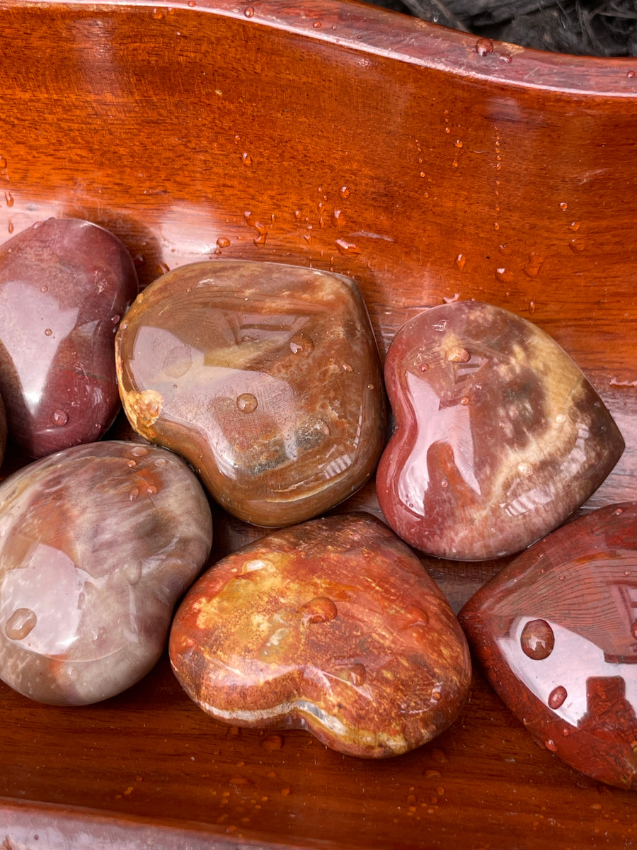 Petrified wood pocket heart