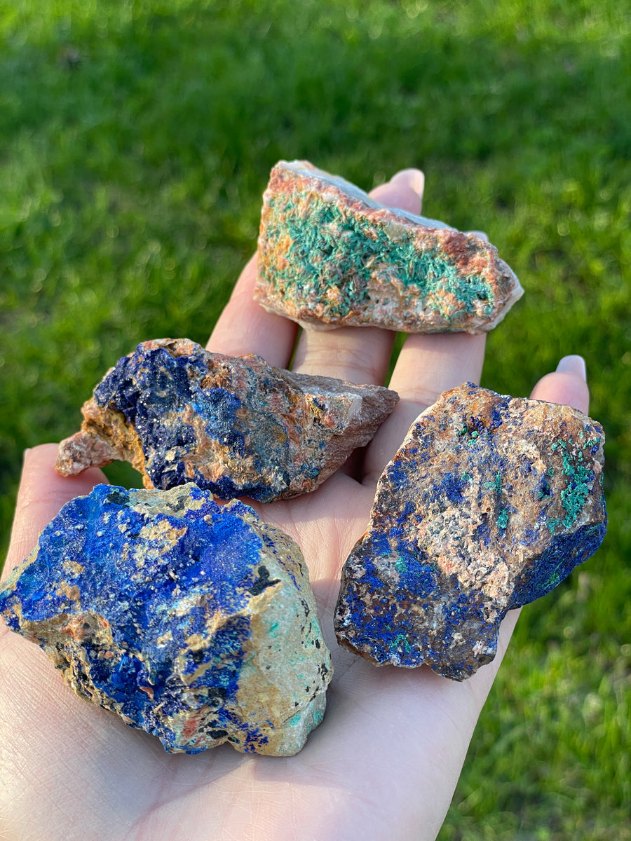 Azurite and malachite specimen