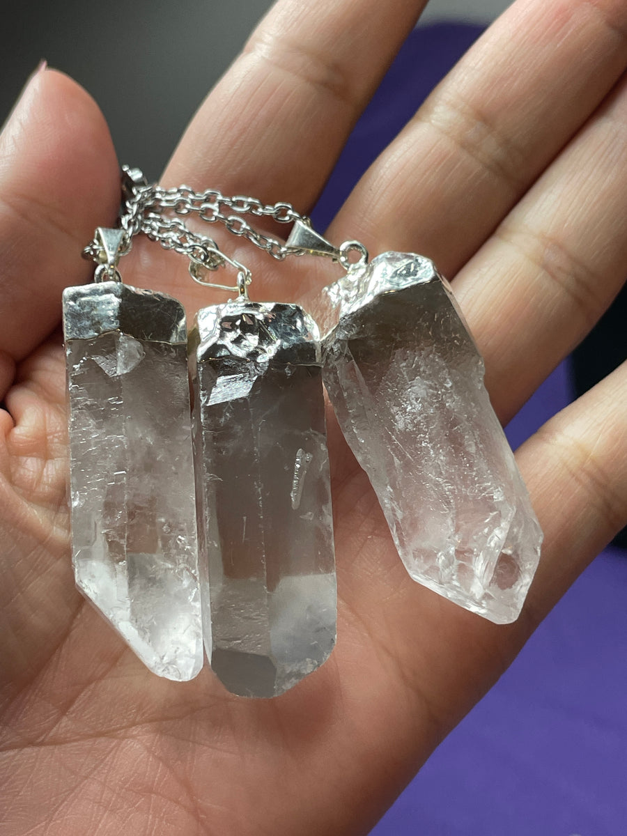 Clear Quartz Point 16” chain hypoallergenic necklace