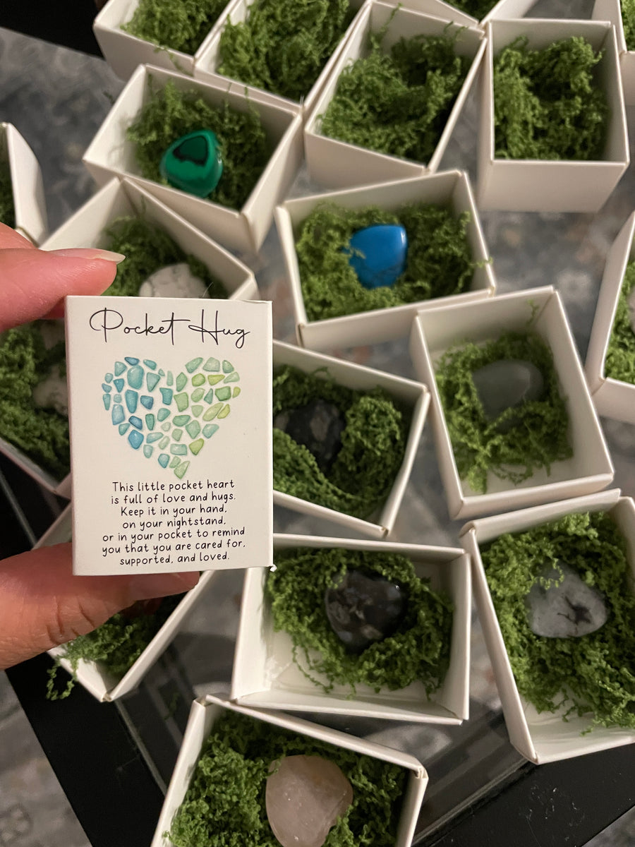 Heart carving in box with mental health quotes