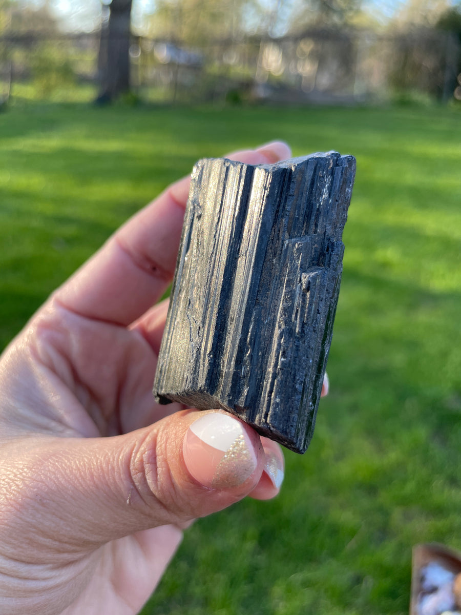 Black tourmaline raw chunk