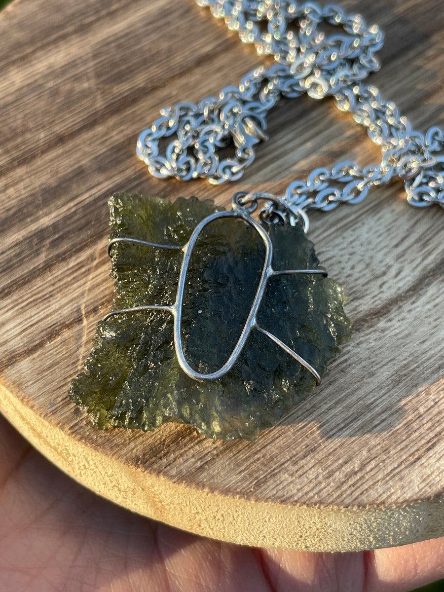 Sale! Large Rare Moldavite  necklace