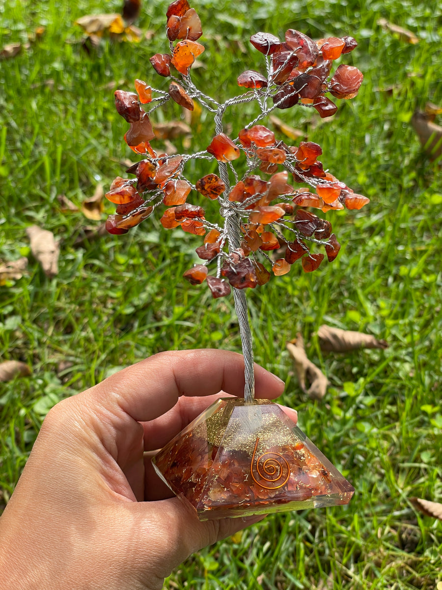 Crystal Trees with Orgone Pyramid Base 7 Inches(100 chips)