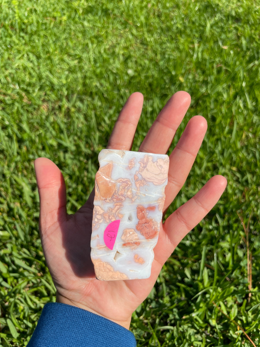 Pink Flower Agate free form