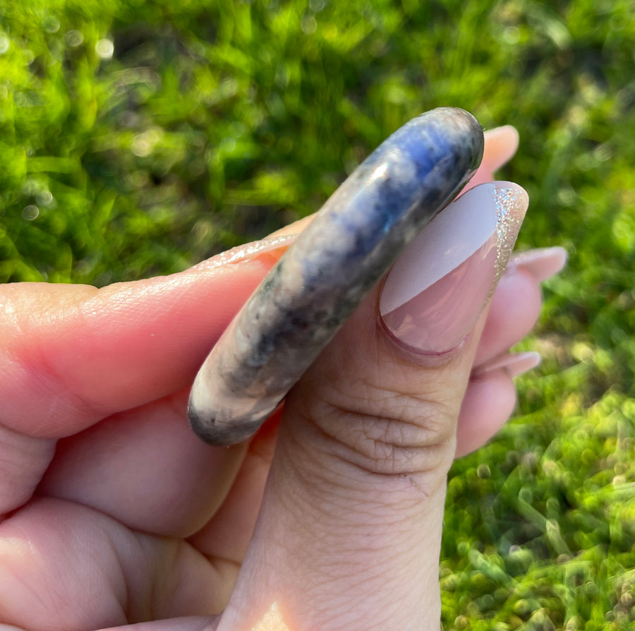 Stress relief pocket worry stone sodalite and mahogany obsidian left