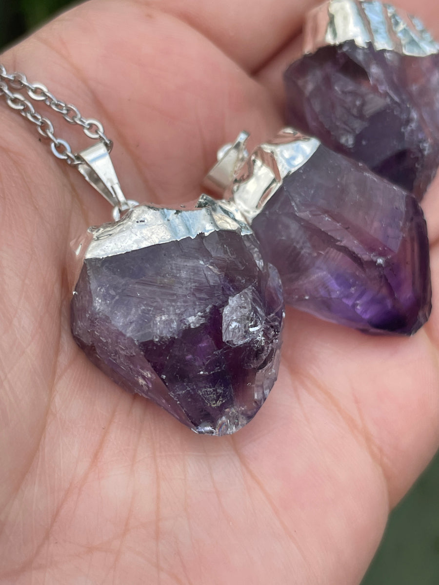 Rough Amethyst necklace hypoallergenic