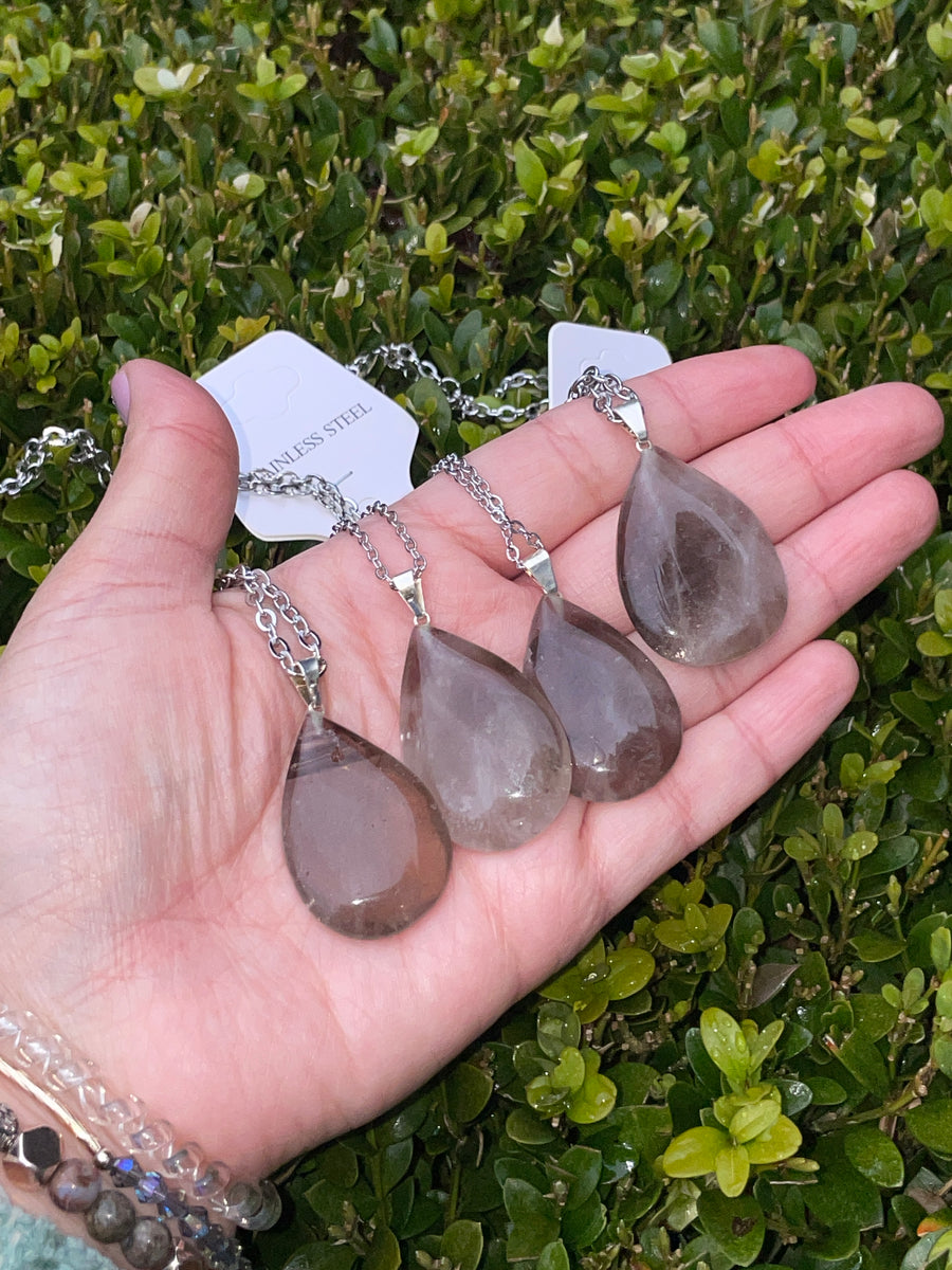 Smokey Quartz necklace hypoallergenic stainless steel