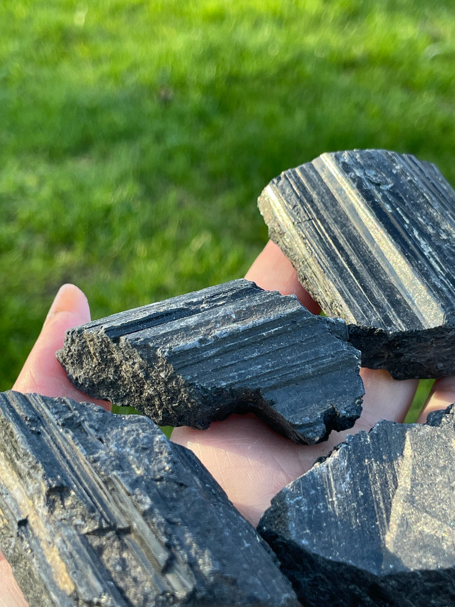 Black tourmaline raw chunk