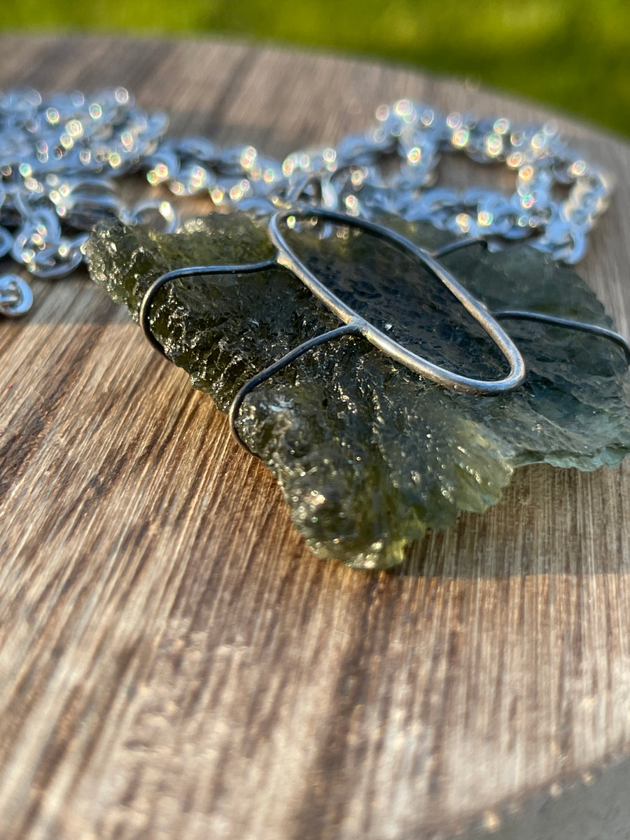 Sale! Large Rare Moldavite  necklace