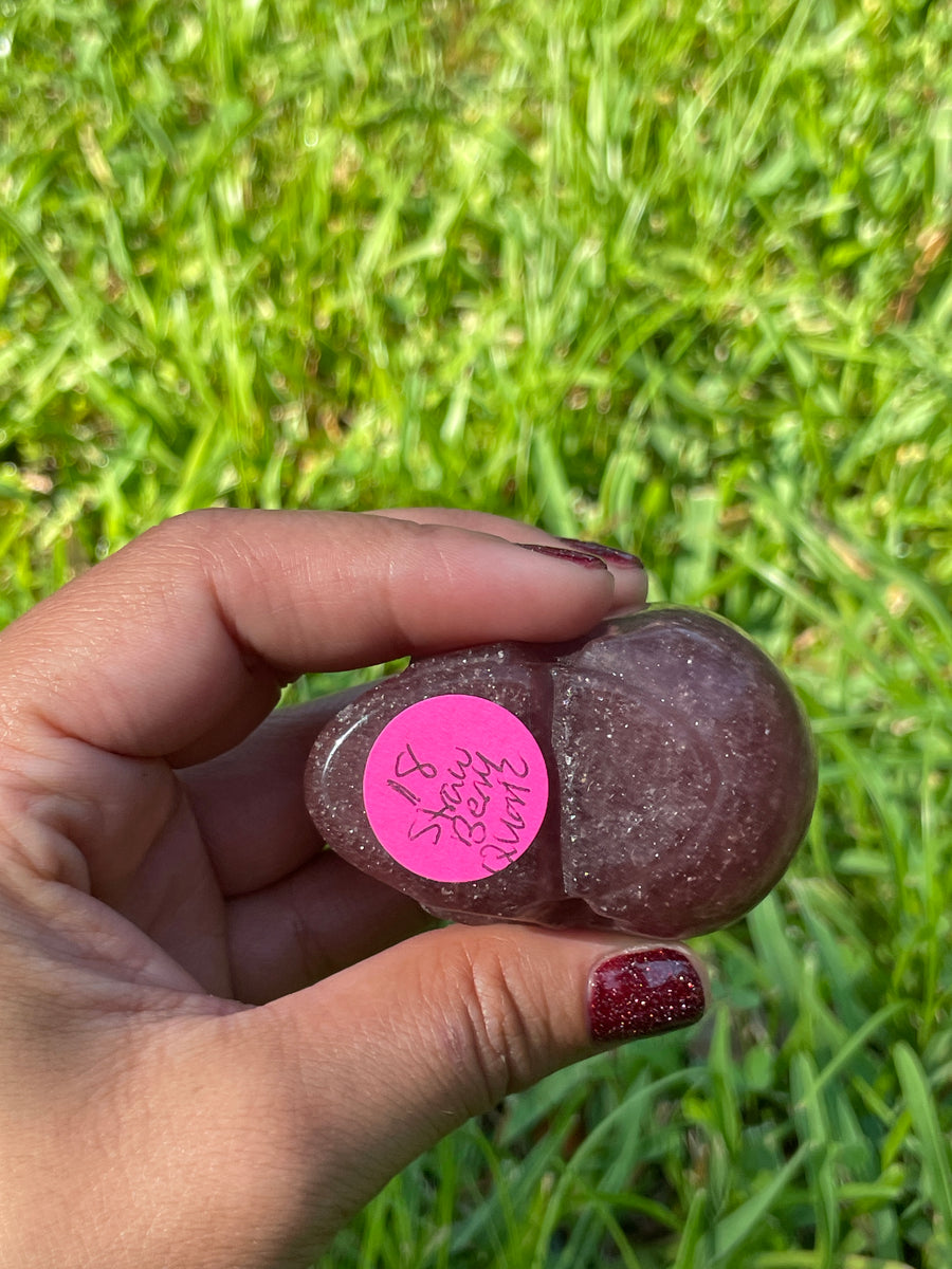 Strawberry Quartz Crystal skull