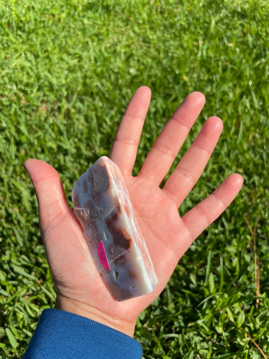 Pink Flower Agate free form