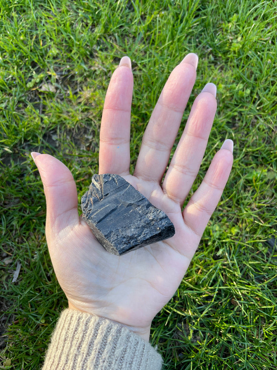 Black tourmaline raw chunk