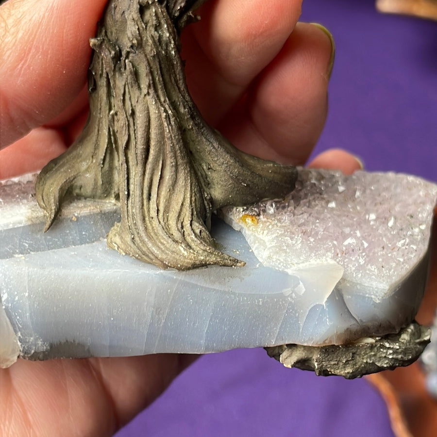 Citrine crystal tree on Amethyst druzy base