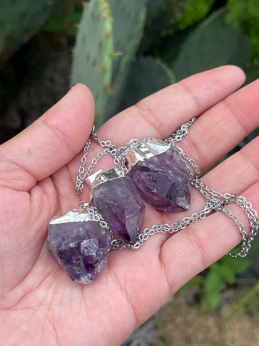 Rough Amethyst necklace hypoallergenic