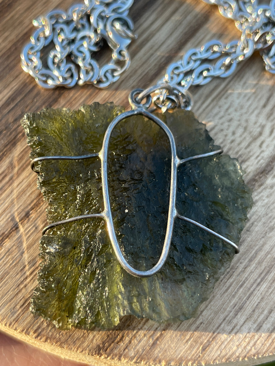 Sale! Large Rare Moldavite  necklace