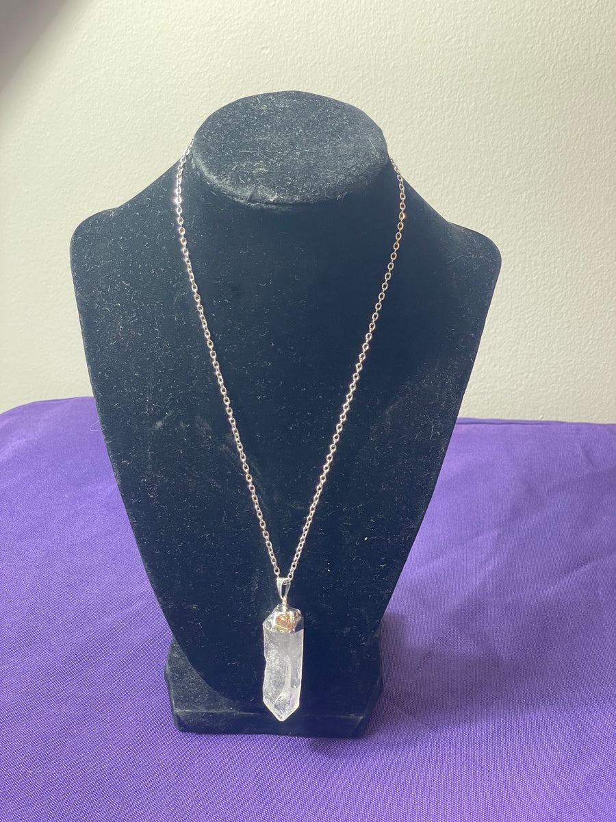 Clear Quartz Point 16” chain hypoallergenic necklace